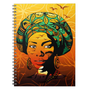 Carnet Portrait féminin africain avec coucher de soleil