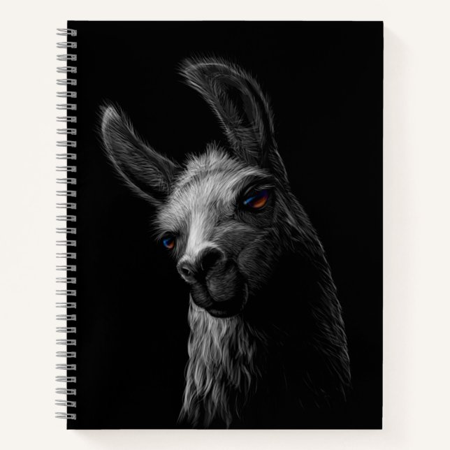 Carnet Portrait Head Cute Llama avec un Arrière - plan no (Devant)
