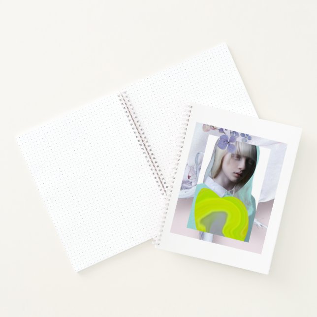 Carnet Portrait jeune fille pastel fluo collage numérique (Intérieur)