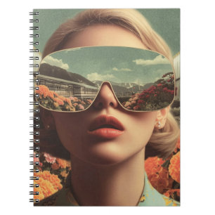 Carnet Portrait surréaliste avec lunettes de soleil reflé