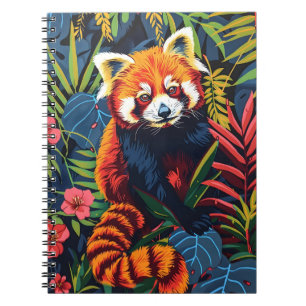 Carnet Portrait vintage du Panda rouge