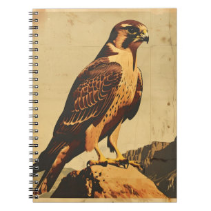 Carnet Portrait vintage d'un Faucon Merlin