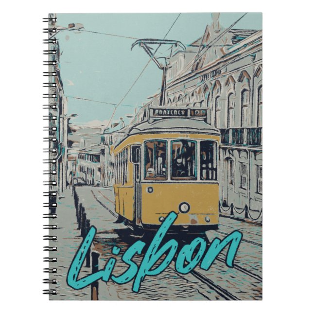 Carnet Portugal Vue Lisbonne avec le tramway emblématique (Devant)