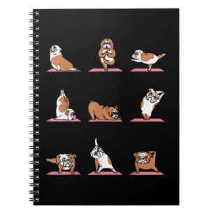 Carnet Poses de yoga chiot de Bulldog anglais et Meditati