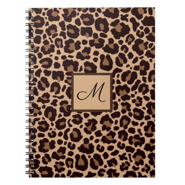 Carnet Poster de animal léopard Cheetah Monogramme initia (Devant)