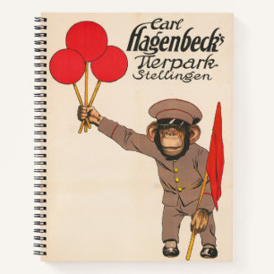 Carnet Poster De Cirque vintage D'Un Singe Portant Des Ba