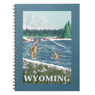 Carnet Poster de voyage Vintage FishermanWyoming