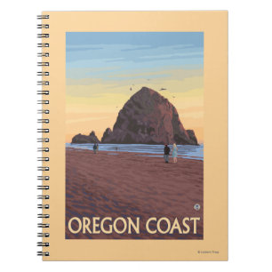 Carnet Poster du Vintage voyage Haystack Rock