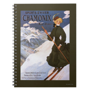 Carnet Poster d'une femme en ski vert