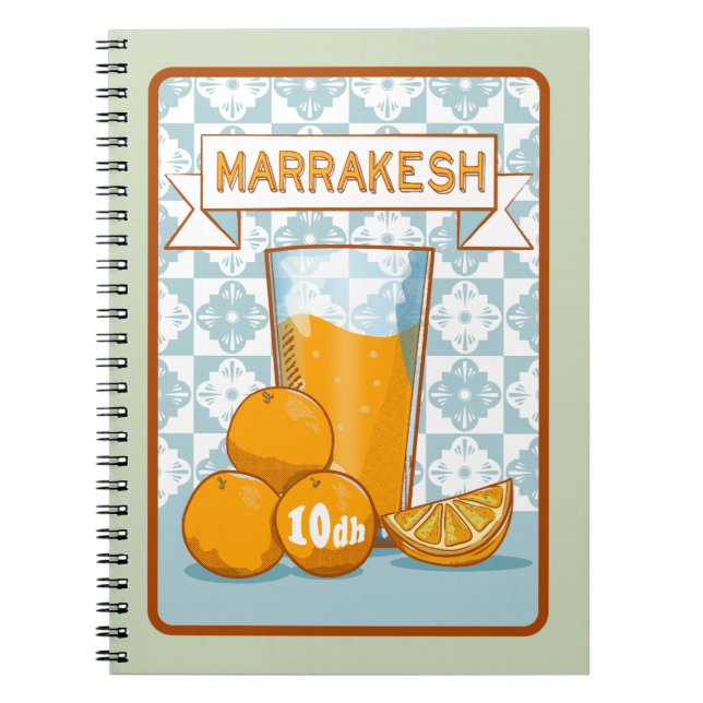 Carnet Poster rétro de jus d'orange MARRAKESH (Devant)