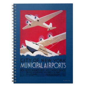 Carnet Poster vintage de l'aéroport municipal de New York