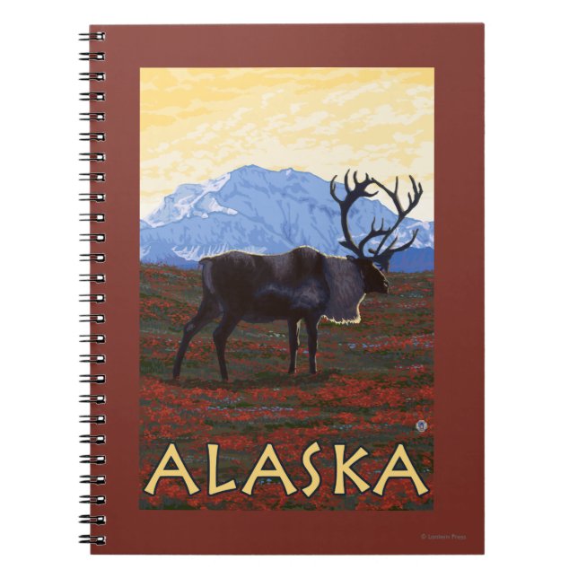 Carnet Poster Vintage voyage AlaskaCaribou (Devant)