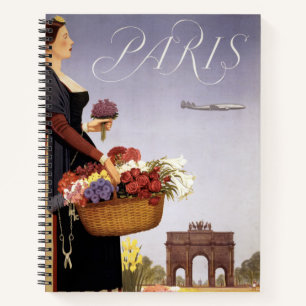 Carnet Poster Vintage voyage, Paris Via Constellation