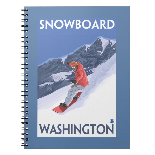 Carnet Poster Vintage voyage Washington Snowboard (Devant)