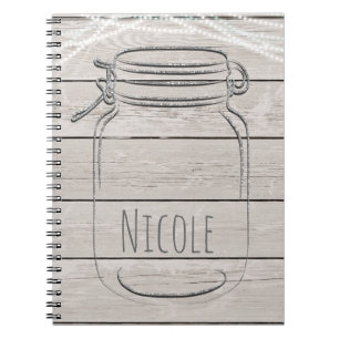 Carnet Pot Mason Jar scintillant à paillettes fausses arg
