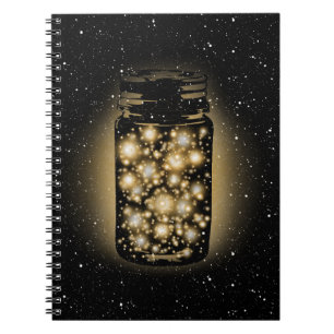 Carnet Pot rougeoyant de lucioles avec des étoiles de