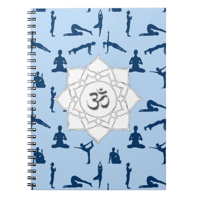 Carnet Pots De Yoga Et Fleur De Lotus En Bleu (Devant)