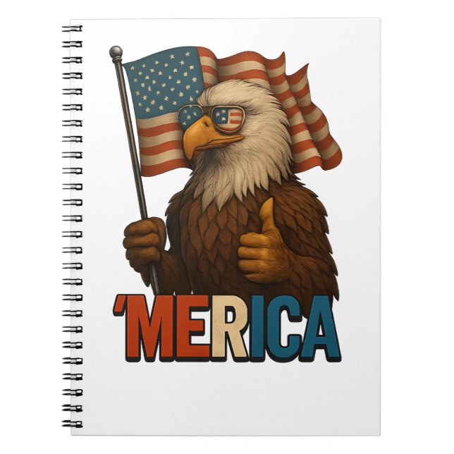 Carnet Pouce vers le haut Aigle de Merica drôle et patrio (Devant)