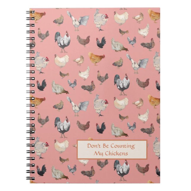 Carnet Poulet motif rose joyeux (Devant)