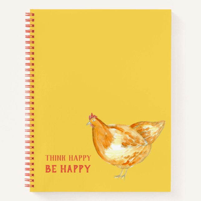 Carnet Poulet Penser Heureux Être Heureux Encouragement (Devant)