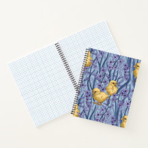 Carnet Poulets et hyacinthes bleu ciel