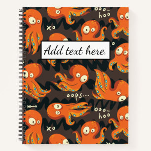 Carnet Poulpe Boo Orange & Noir Vêtements et Décoration p