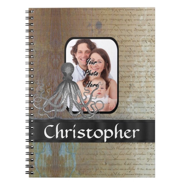 Carnet poulpe vintage de Kraken (Devant)