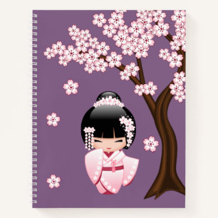 Carnet Poupée blanche Kimono Kokeshi - mignonne Geisha Gi