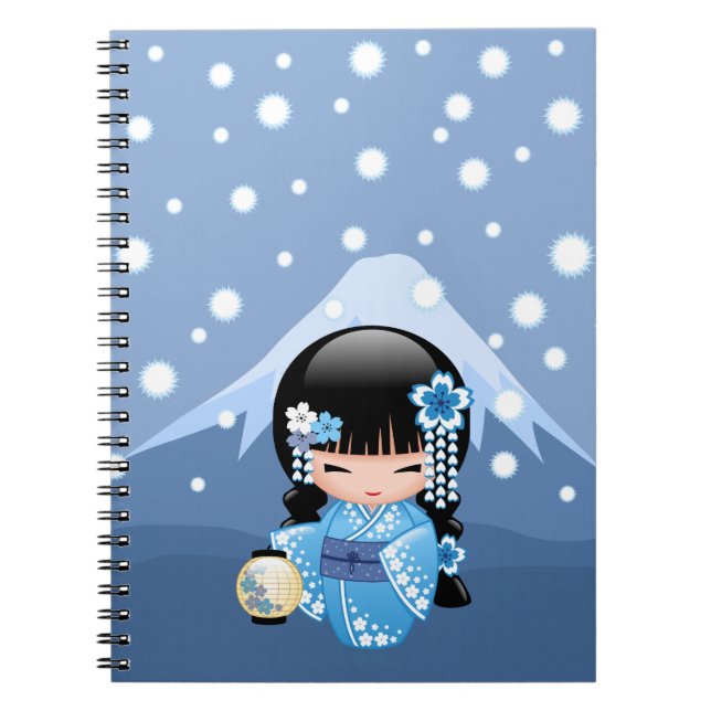 Carnet Poupée Kokeshi d'hiver - Blue Mountain Geisha Girl (Devant)