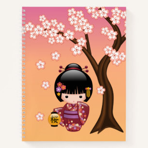 Carnet Poupée Sakura Kokeshi - Jolie fille Geisha sur la 