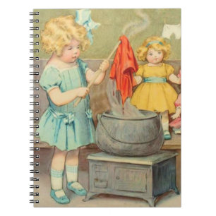 Carnet Poupée vintage Dolly Laundry Girl Poupées mignonne
