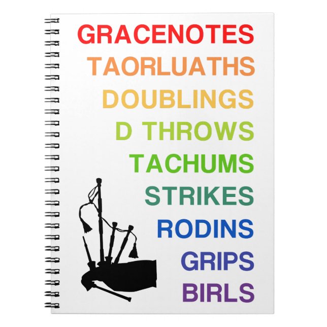 Carnet pour Bagpipers, 6,5 po x 8,75 po H (Devant)