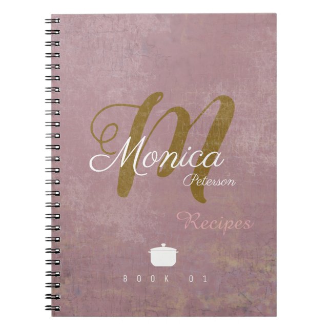 Carnet pour le chef recettes un monogramme élégant sur ro (Devant)