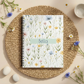 Carnet Prairie de fleurs sauvages élégantes aquarelle flo