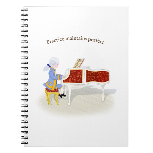 Carnet "Pratique Conserve Parfaite" Mozart Jouant Du Pian (Devant)