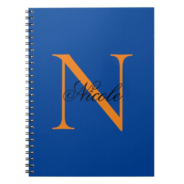 Carnet Premier monogramme manuscrit propre nom Deep Blue (Devant)