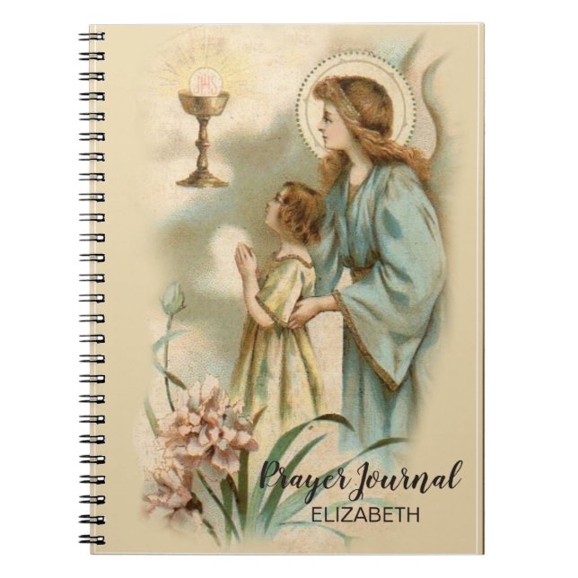 Carnet Première communion d'ange religieux vintage (Devant)