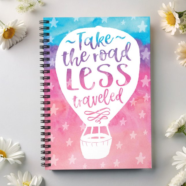Carnet Prendre la route moins voyagé Quote d'aquarelle (An optimistic and motivational message for all you great thinkers.)