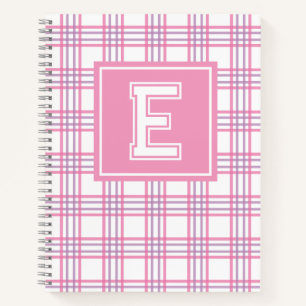 Carnet Préparatoire carreaux monogramme rose violet