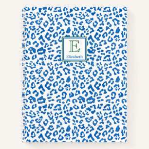 Carnet Preppy Classic Bleu Poster de animal & Monogramme 