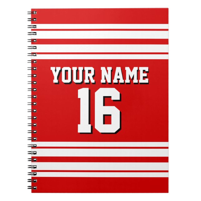 Carnet Preppy Sporty Red avec White Stripes Team Jersey (Devant)