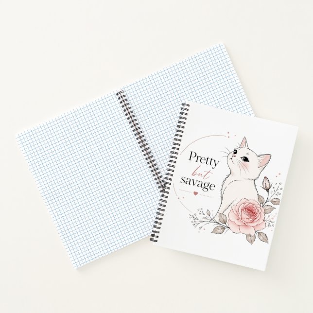 Carnet Pretty But Savage White Cat Rose Notebook (Intérieur)