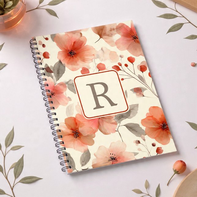Carnet Pretty Flower Monogram Template Personalized (Pretty Flower Monogram Template Personalized Notebook by Ricaso. Elegant monogrammed gift ideas)
