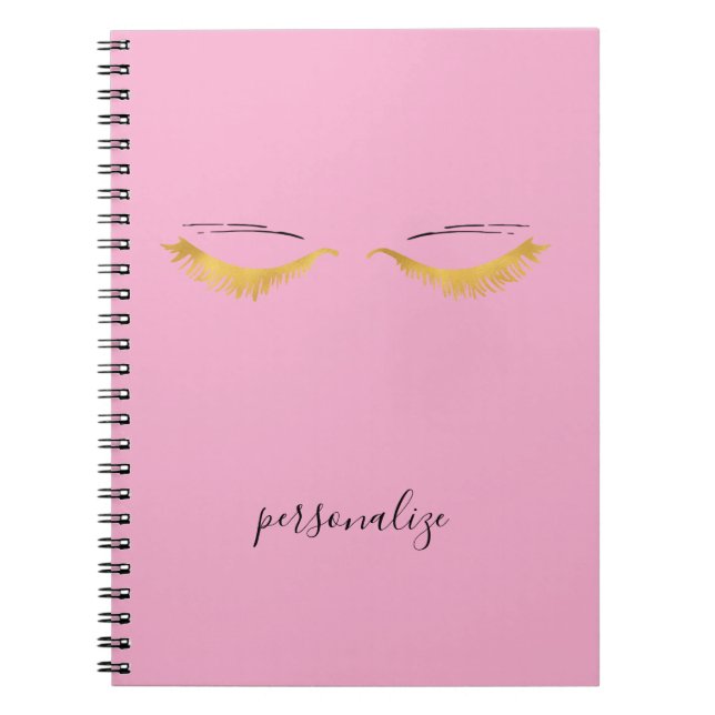 Carnet Pretty Pink Gold Glam Eyelashes (Devant)
