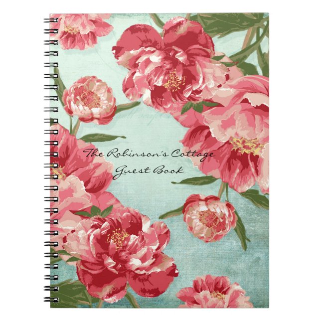 Carnet Pretty Retro Flower Chintz Peonies (Devant)