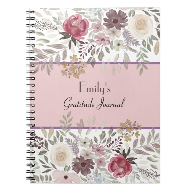 Carnet Prière florale rose joyeuse, louange et gratitude (Devant)