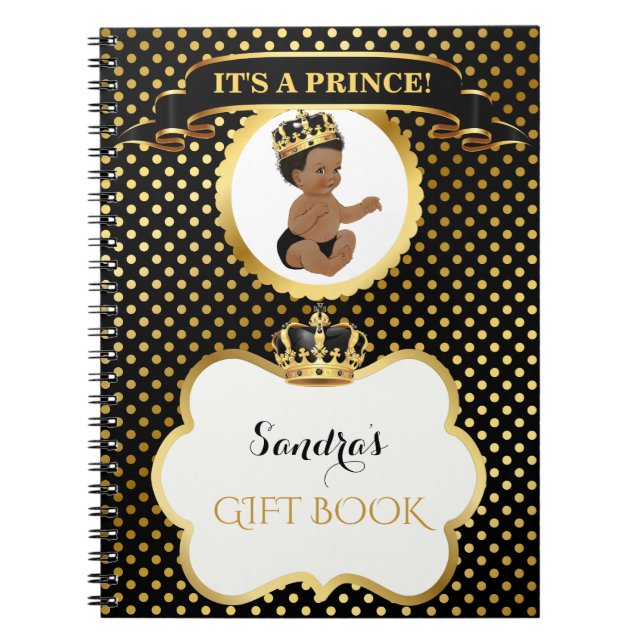 Carnet Prince Royal Black Gold Gift d'Afro-américain (Devant)