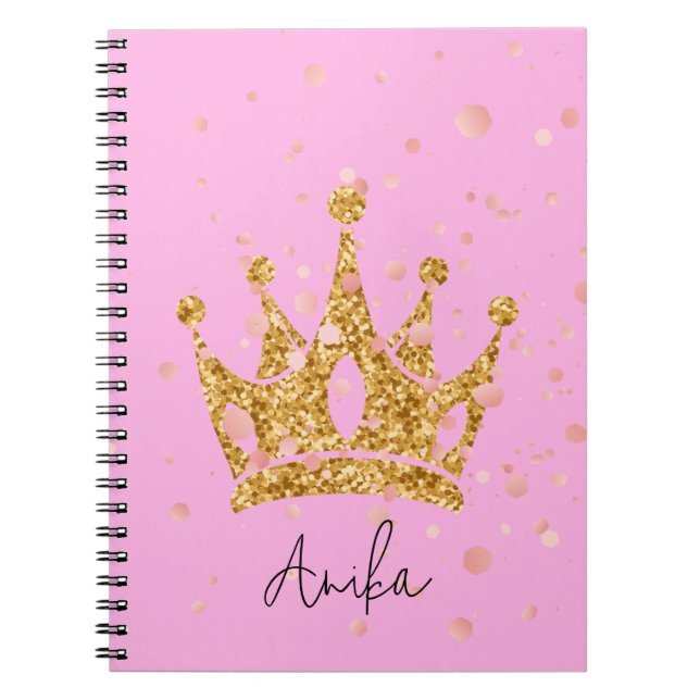 Carnet princess pink tiara glitter (Devant)