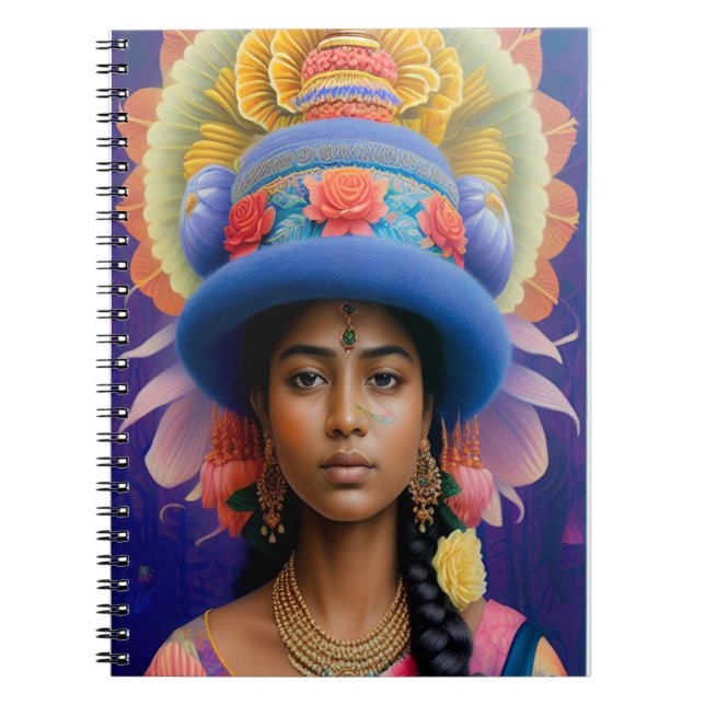 Carnet princesse asiatique avec grand casquette bleu (Devant)