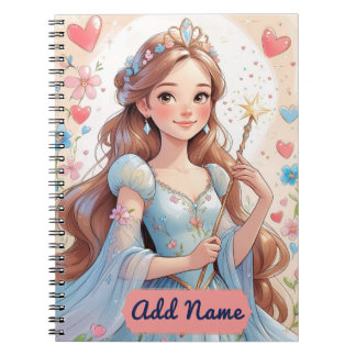 Carnet Princesse Bleue - Nom modifiable